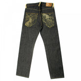 Gold Embroidered Raw Denim
