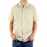 Light Khaki and White Striped Short Sleeve Shirt