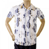 Genuine and Rare Mens Short Sleeve Ink Floral Print Shirt