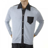 Original Denim Trimmed Sky Blue Knitted Shirt