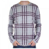 Light Grey Fine Knitwear with Black, White and Red Checks