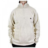 Ecru Ribbed Zip Neck Half Roll Knitwear Sweater