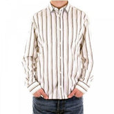 White Long Sleeve Striped Fitted Shirt