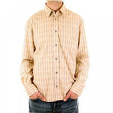Beige Long Sleeve Checked Fitted Shirt