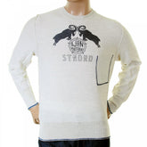 Mens natural standard label crew neck knitwear