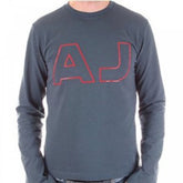Blue Crew Neck Slim Fit Long Sleeve Stretch T-Shirt