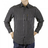 Black Long Sleeve Regular Fit Shirt with Printed Stripes