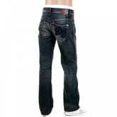 Dark Stonewash Regular Fit Low Waist Straight Leg Denim Jeans