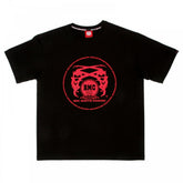 Black Crew Neck Regular Fit T-Shirt with Red Printed Logo