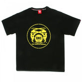 Black Short Sleeve Regular Fit Crew Neck with Yellow Printed Logo