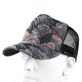 Embroidered Tsunami Wave Black Mesh Back Cap