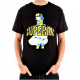 Black short sleeve cotton t-shirt with SupeRMC print