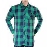 Mens Green and Blue Big Check Cotton Long Sleeve Regular Fit Shirt