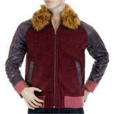 Claret cord and plather jacket with corded body variegated sleeves