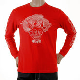Red crew neck long sleeve regular fit t-shirt