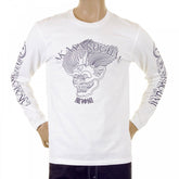 White crew neck long sleeve regular fit t-shirt