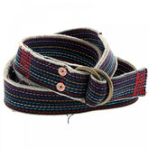 Handmade embroidered rainbow combo denim belt