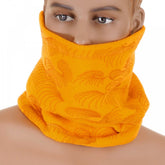 Yellow Fleece Reversible Neck Warmer Snood with Tsunami Wave Embroidery