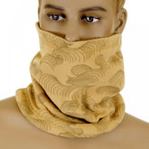 Latte Fleece Neck Warmer Snood with Tsunami Wave Embroidery