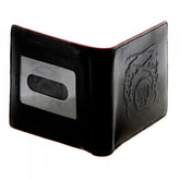 Mens Black Leather Wallet with Red Leather Trim
