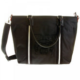 Mens Unisex Black Nylon Leather Shopper Bag