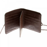 Mens Brown Grain Leather Wallet with Shoe Lace Tie Closure