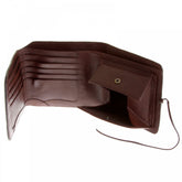Mens Brown Leather 3 Fold Credit Card & Coin Pouch Landscape Wallet