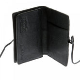 Mens Black Leather/Horse Hair Card Holder with Shoe Lace Tie Closure