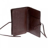Mens Brown Leather/Horse Hair Card Holder with Shoe Lace Lie Closure