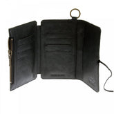 Mens Black Leather/Horse Hair 3 Fold Credit Card Wallet