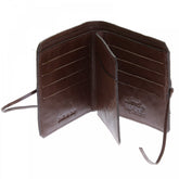 Mens Brown Leather/Horse Hair Wallet with Shoe Lace Tie Closure