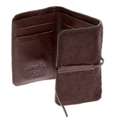 Mens Brown Leather/Horse Hair 3 Fold Credit Card Mini Wallet