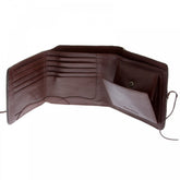 Mens Brown Leather/Horse Hair 3 Fold Credit Card & Coin Pouch Landscape Wallet