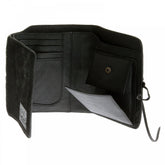 Mens Black Leather/Horse Hair 3 Fold Credit Card & Coin Pouch Portrait Wallet