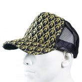 Black Mesh with gold embroidered mens cap