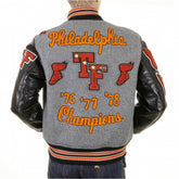 Regular Fit Grey Wool Body Black Leather Sleeve Award Letterman Philadelphia Stadium Jacket WV12310