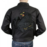 Black Regular Fit Cotton Twill Jacket with Embroidered Black Tiger TT13002