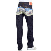 Mens 100% Cotton Dark Indigo Raw Selvedge Denim Jeans