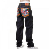 Mens Selvedge Dark Indigo Raw Denim Jeans