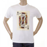 White Poker Playing Card Crew Neck Regular Fit Short Sleeve T-Shirts for Men