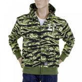 Mens Tiger Camo Green Zip up Regular Fit Hooded Jacket