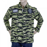 Mens Tiger Camo Green Zip Up Regular Fit Field Jacket