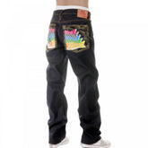 Mens 100% Cotton Vintage Cut, Dark Indigo Raw Denim Jeans