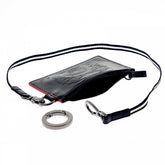 Mens Black Leather Pouch with Red Leather Trim