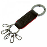 Mens Black Leather Key Holder with Red Leather Trim
