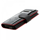 Unisex Black Leather Large Travel Wallet with Red Leather Trim