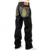 Mens Vintage Cut Dark Indigo Raw Denim Jeans