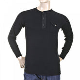Mens Black Henley Neck Long Sleeve Fiction Romance Regular Fit Long Sleeve T-shirt SC65293