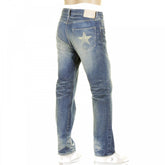 Mens 10 Year Aged Vintage Cut Lone Star Japanese Selvedge Denim Jeans with Torn and Repaired Patches SC40901R