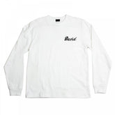 Mens Slim Fit Ribbed Crew Neck Long Sleeve T-shirt in White with Hand Embroidered Tiger TT64241